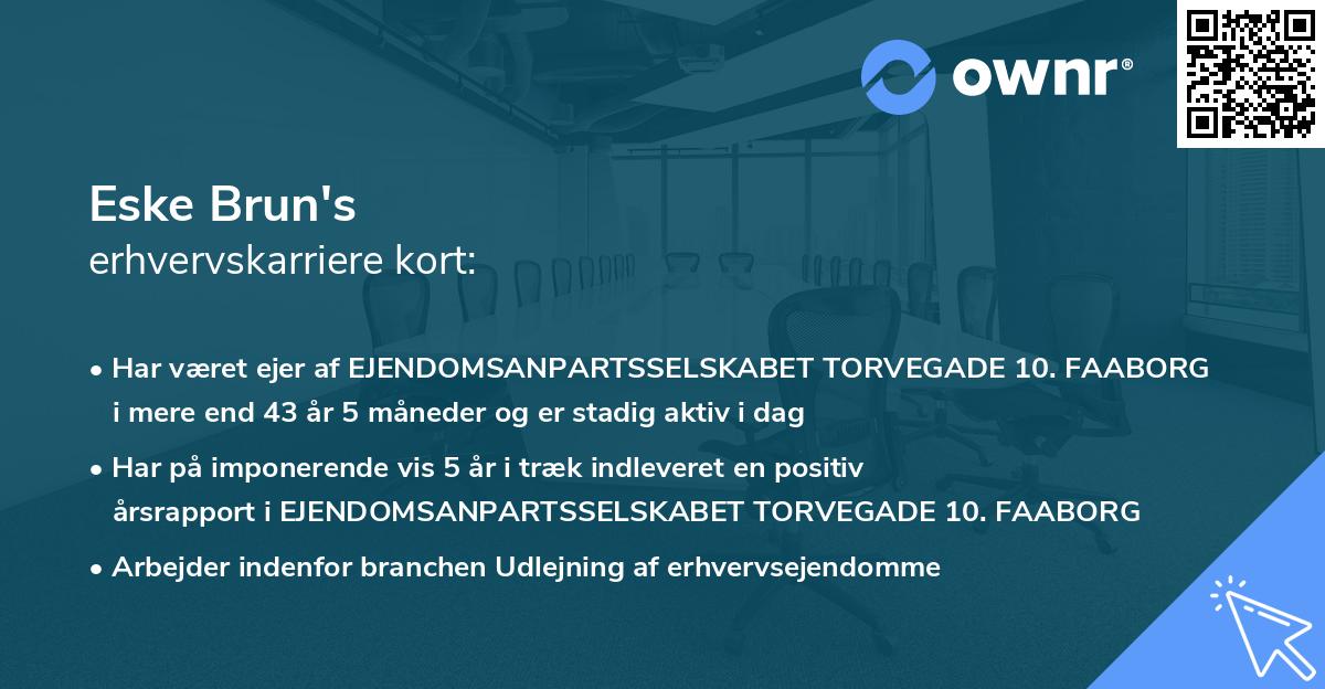 Eske Brun's erhvervskarriere kort