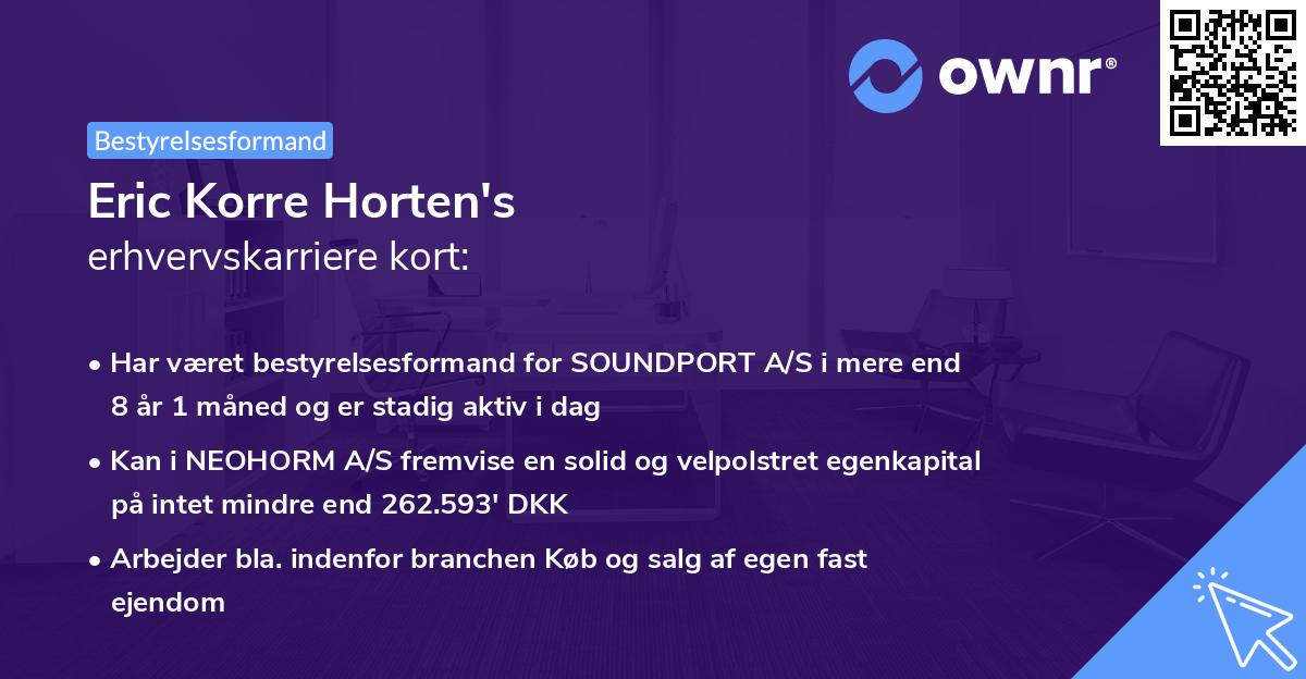 Eric Korre Horten's erhvervskarriere kort