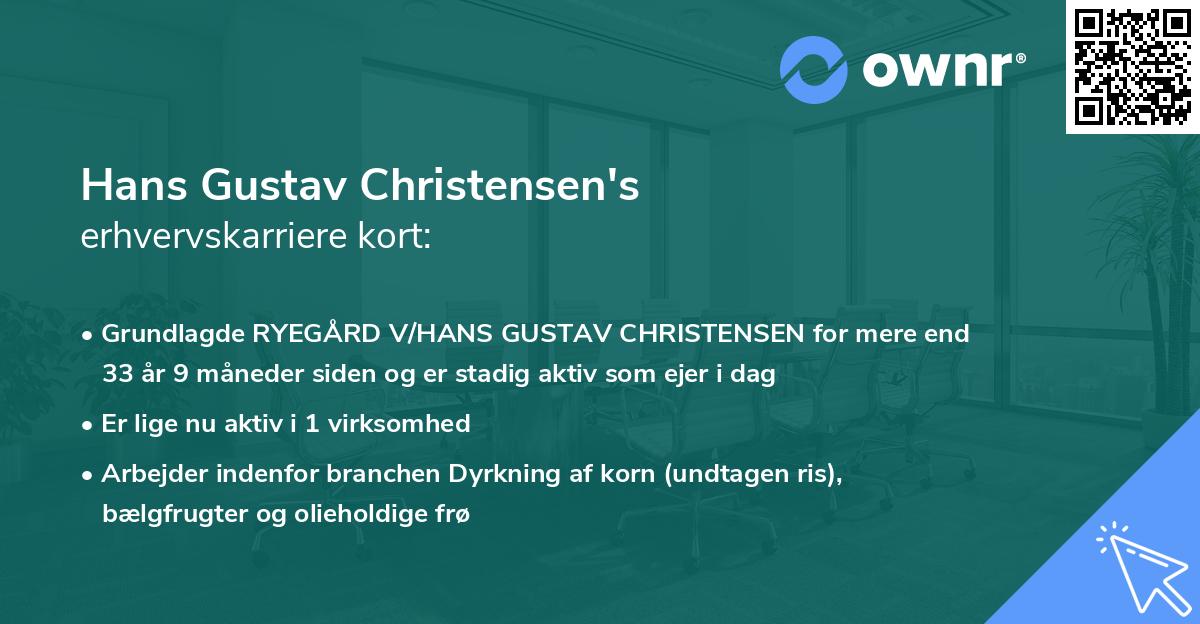 Hans Gustav Christensen's erhvervskarriere kort