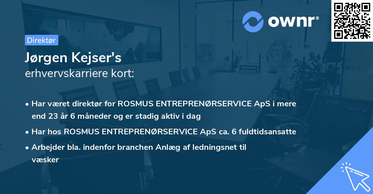 Jørgen Kejser's erhvervskarriere kort