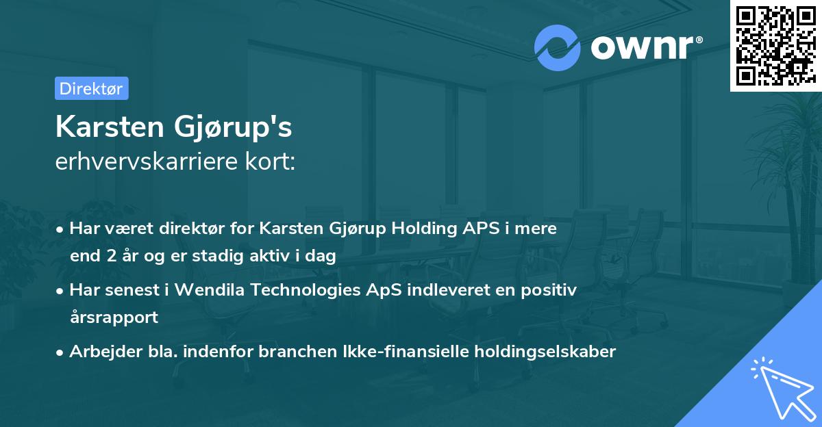 Karsten Gjørup's erhvervskarriere kort