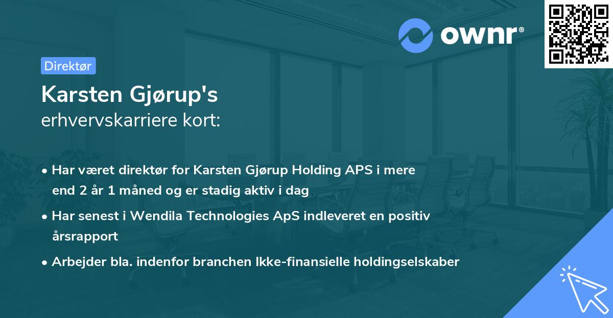 Karsten Gjørup's erhvervskarriere kort