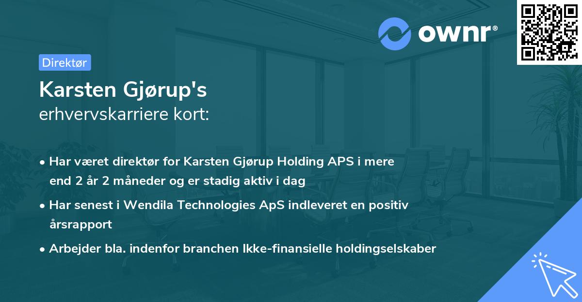 Karsten Gjørup's erhvervskarriere kort