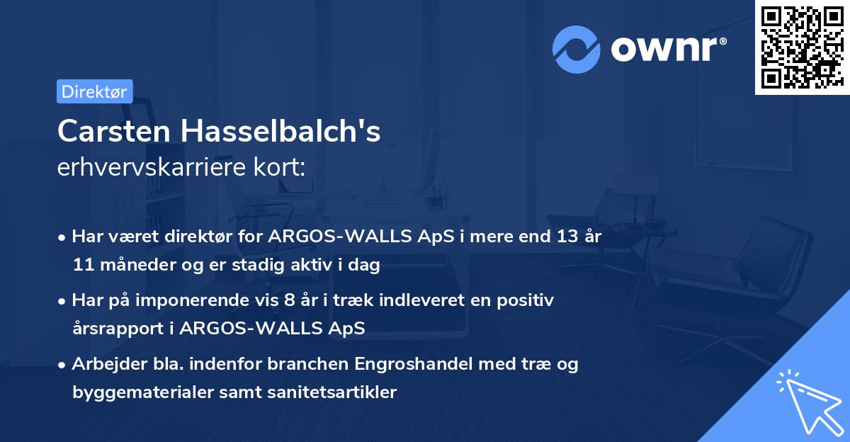 Carsten Hasselbalch's erhvervskarriere kort