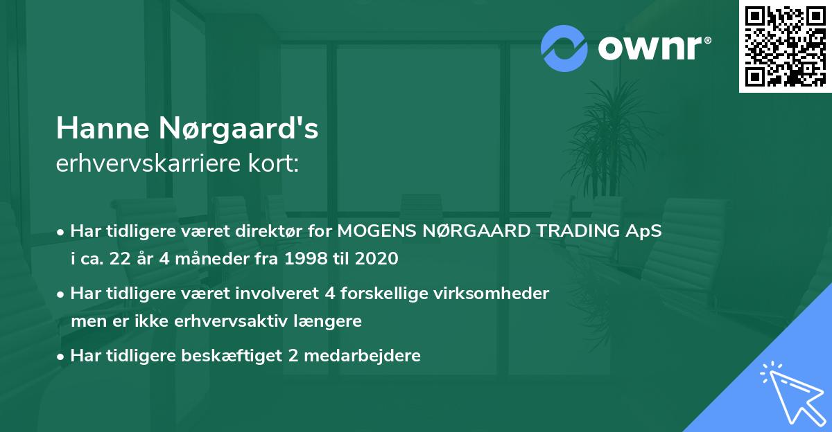 Hanne Nørgaard's erhvervskarriere kort