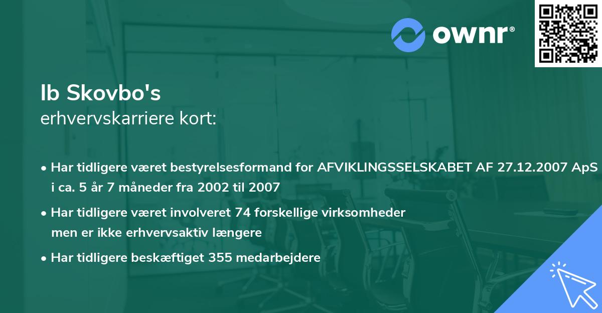 Ib Skovbo's erhvervskarriere kort