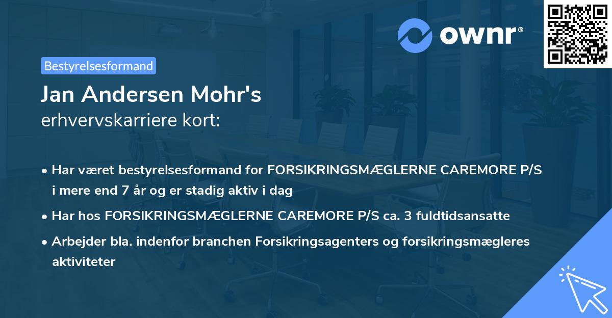 Jan Andersen Mohr's erhvervskarriere kort