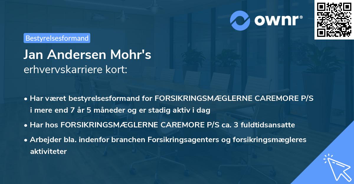 Jan Andersen Mohr's erhvervskarriere kort