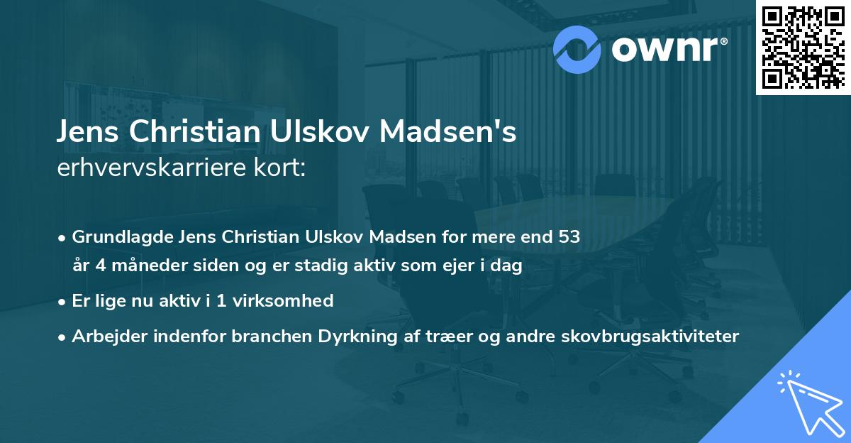 Jens Christian Ulskov Madsen's erhvervskarriere kort