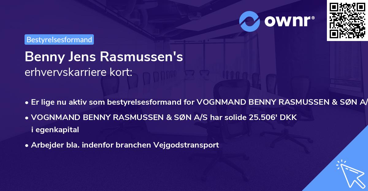 Benny Jens Rasmussen's erhvervskarriere kort