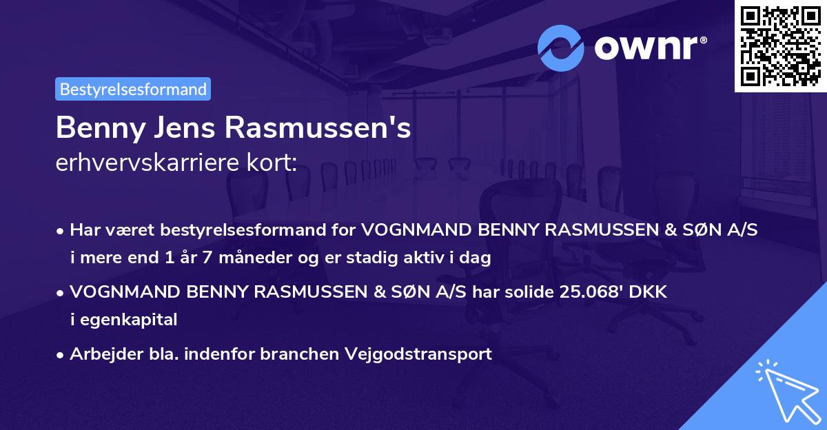 Benny Jens Rasmussen's erhvervskarriere kort