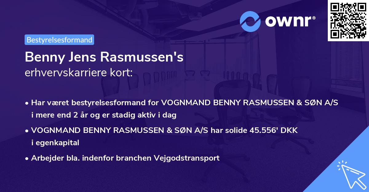 Benny Jens Rasmussen's erhvervskarriere kort