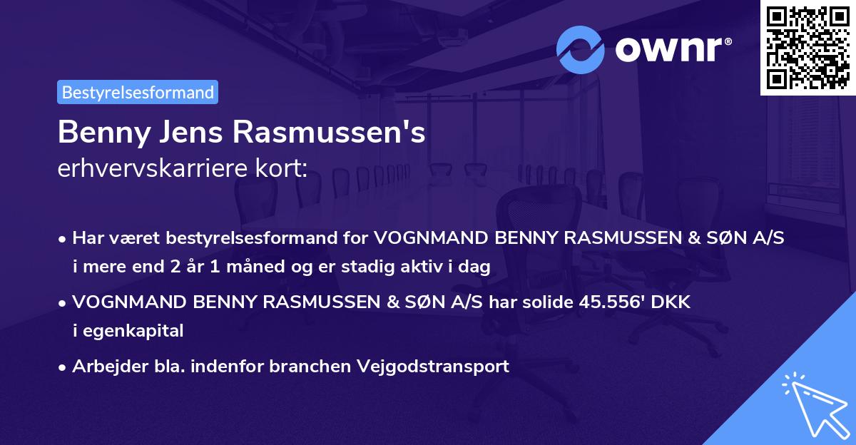 Benny Jens Rasmussen's erhvervskarriere kort