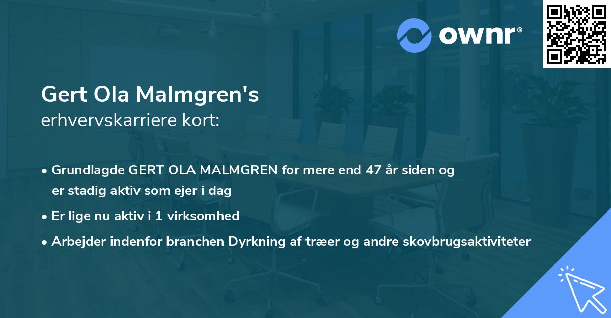 Gert Ola Malmgren's erhvervskarriere kort
