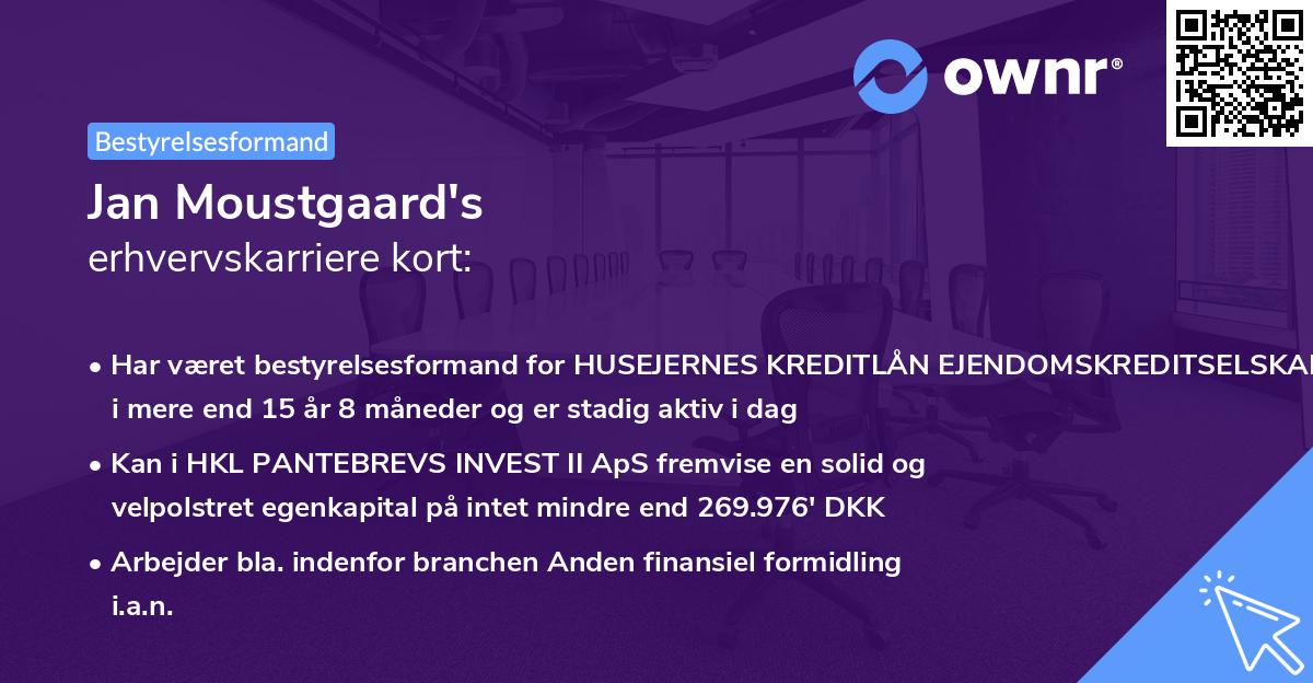 Jan Moustgaard's erhvervskarriere kort
