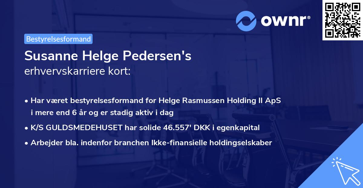 Susanne Helge Pedersen's erhvervskarriere kort