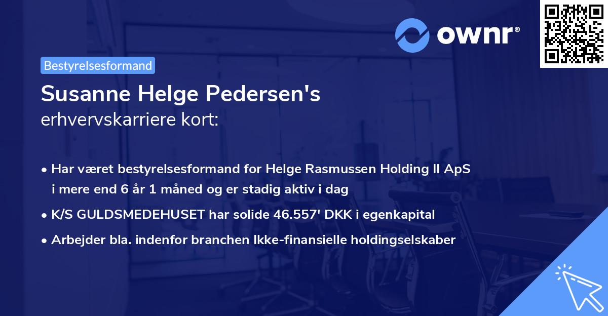 Susanne Helge Pedersen's erhvervskarriere kort