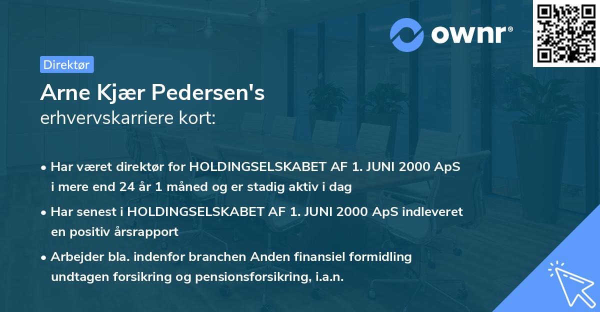 Arne Kjær Pedersen's erhvervskarriere kort