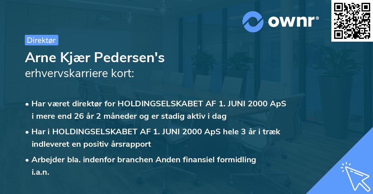 Arne Kjær Pedersen's erhvervskarriere kort