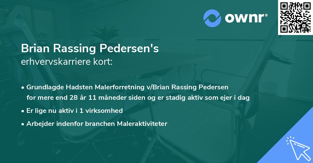 Brian Rassing Pedersen's erhvervskarriere kort