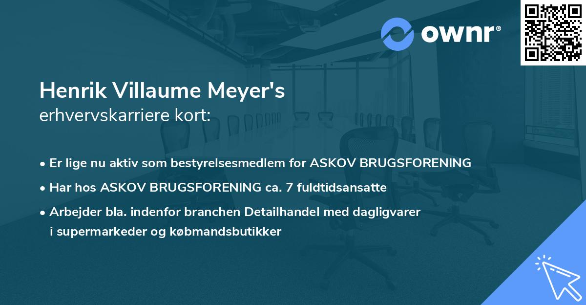 Henrik Villaume Meyer's erhvervskarriere kort