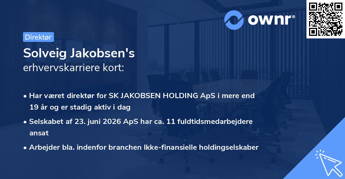 Solveig Jakobsen's erhvervskarriere kort