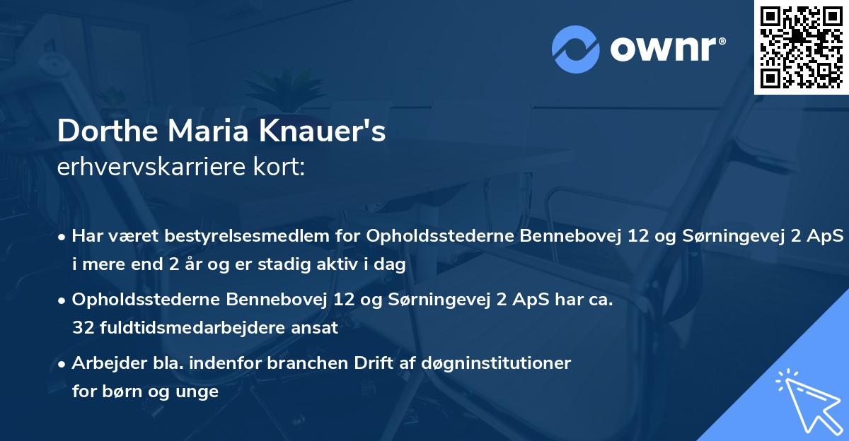 Dorthe Maria Knauer's erhvervskarriere kort