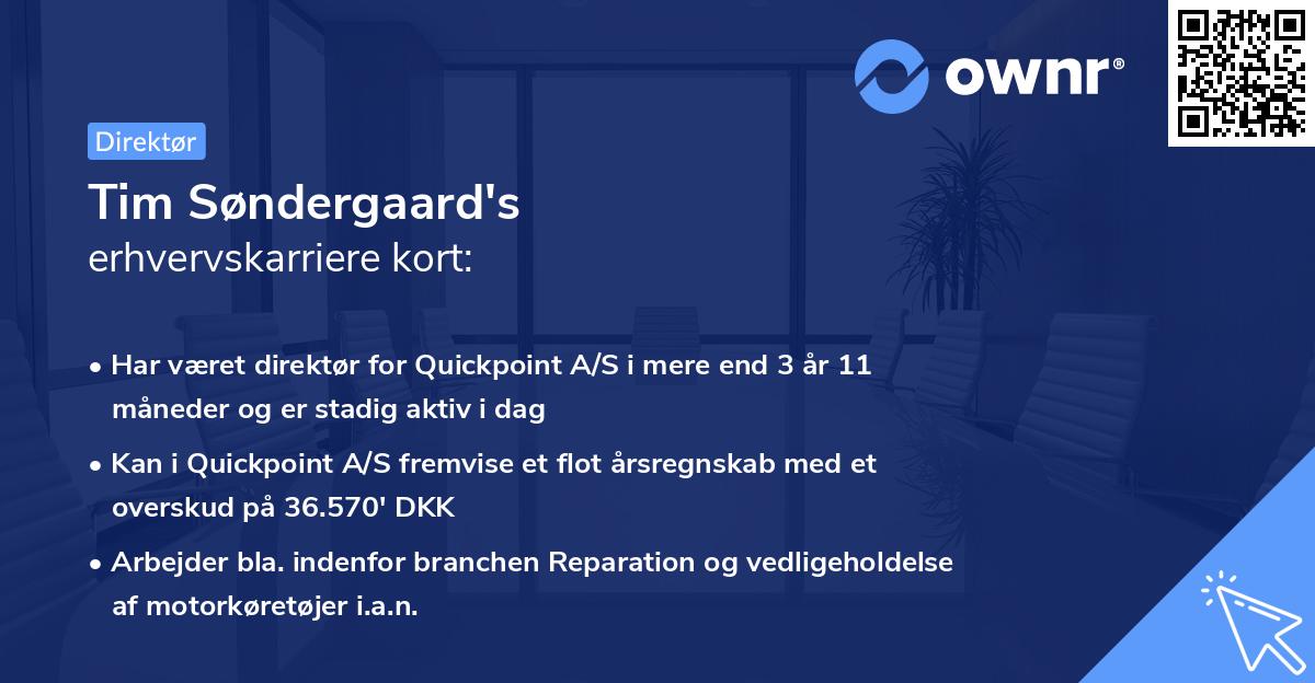 Tim Søndergaard's erhvervskarriere kort
