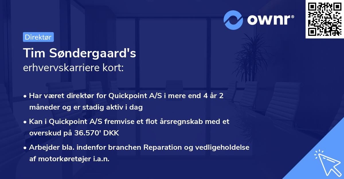 Tim Søndergaard's erhvervskarriere kort