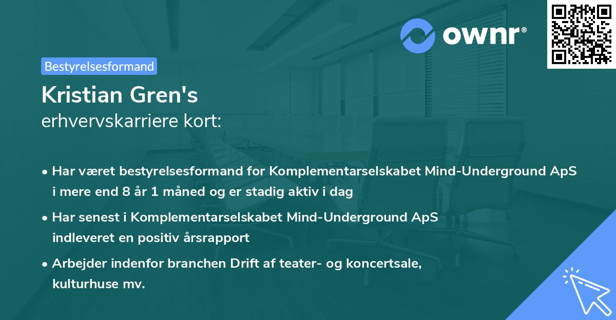 Kristian Gren's erhvervskarriere kort