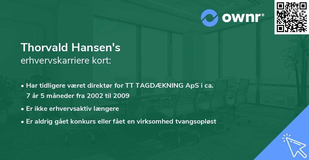 Thorvald Hansen's erhvervskarriere kort