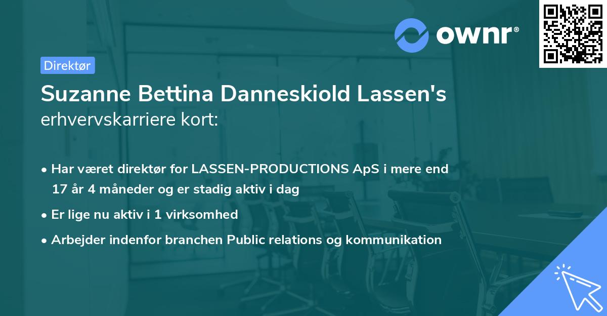 Suzanne Bettina Danneskiold Lassen's erhvervskarriere kort