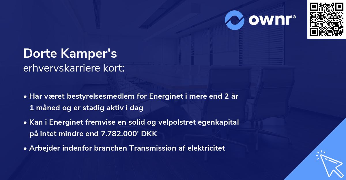 Dorte Kamper's erhvervskarriere kort