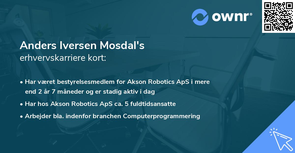 Anders Iversen Mosdal's erhvervskarriere kort
