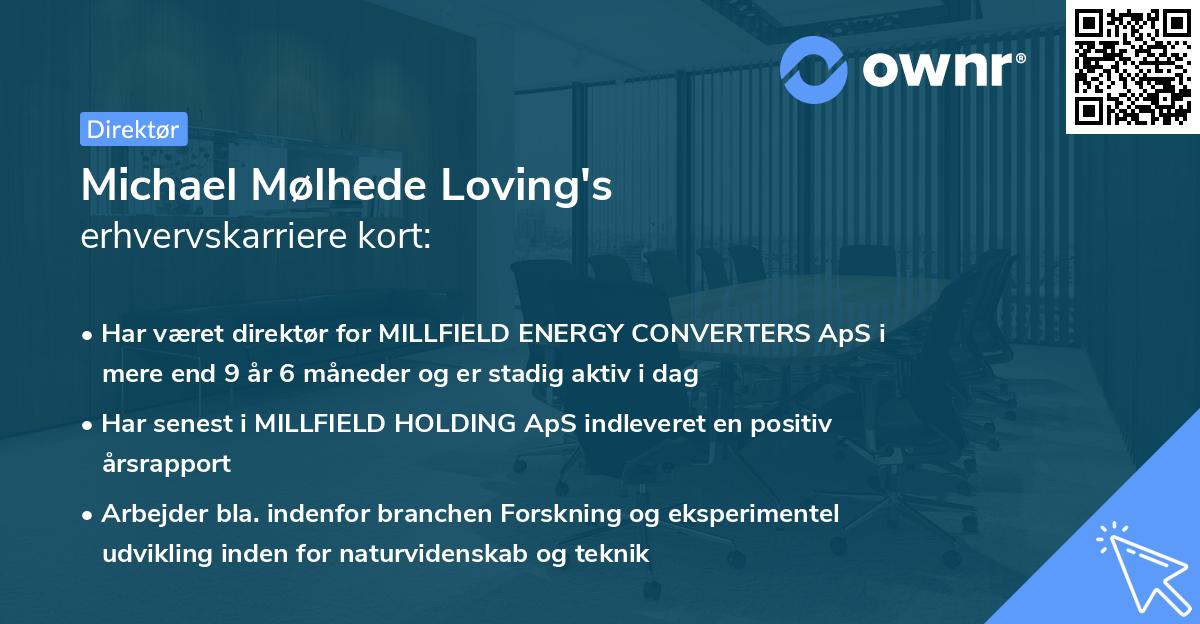 Michael Mølhede Loving's erhvervskarriere kort