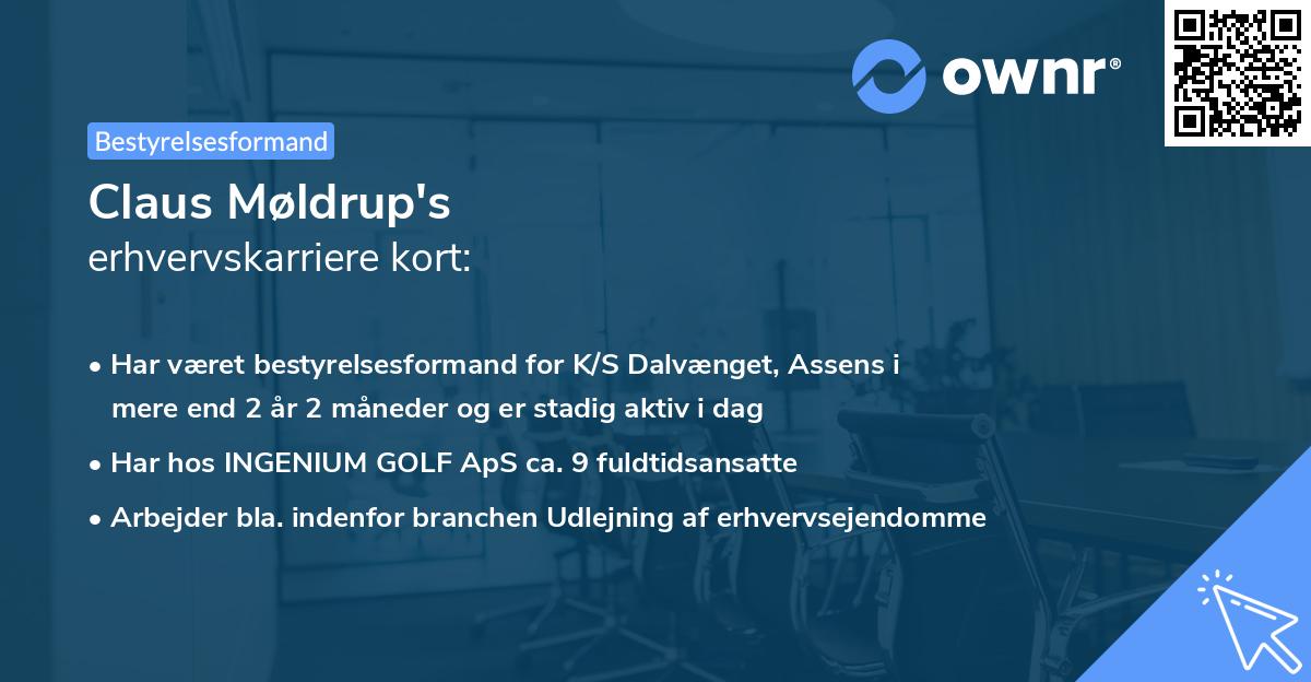 Claus Møldrup's erhvervskarriere kort