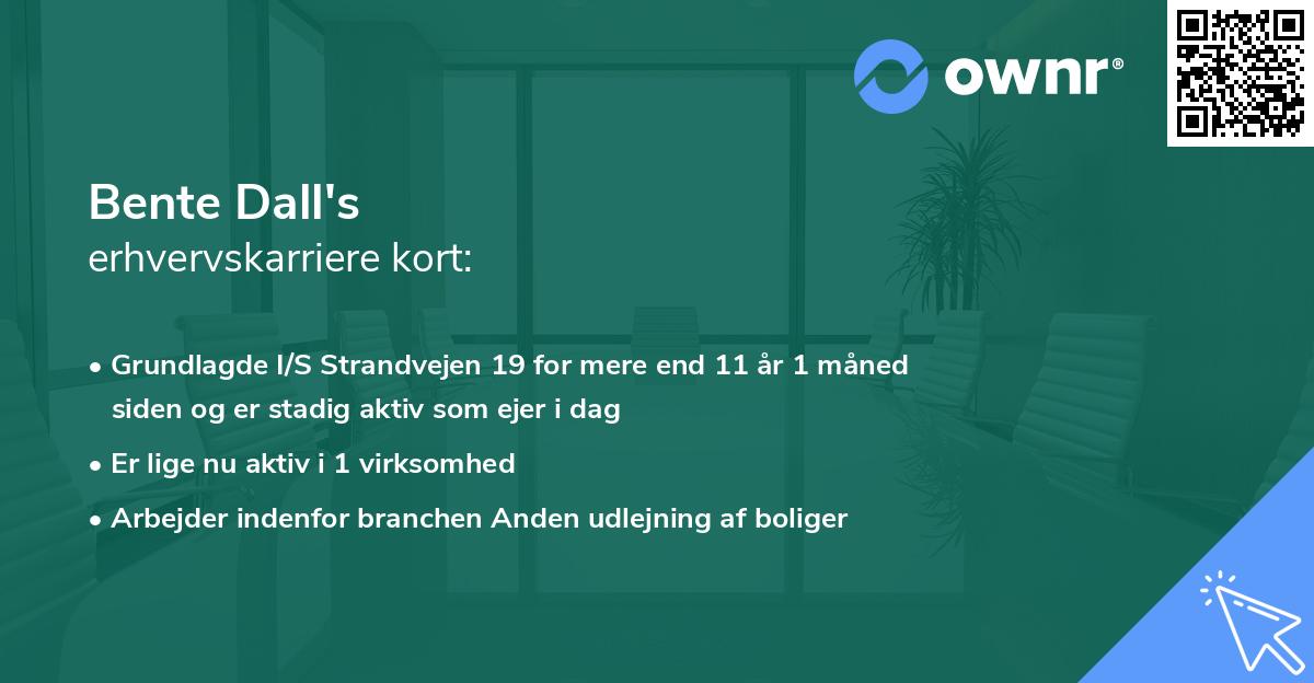 Bente Dall's erhvervskarriere kort