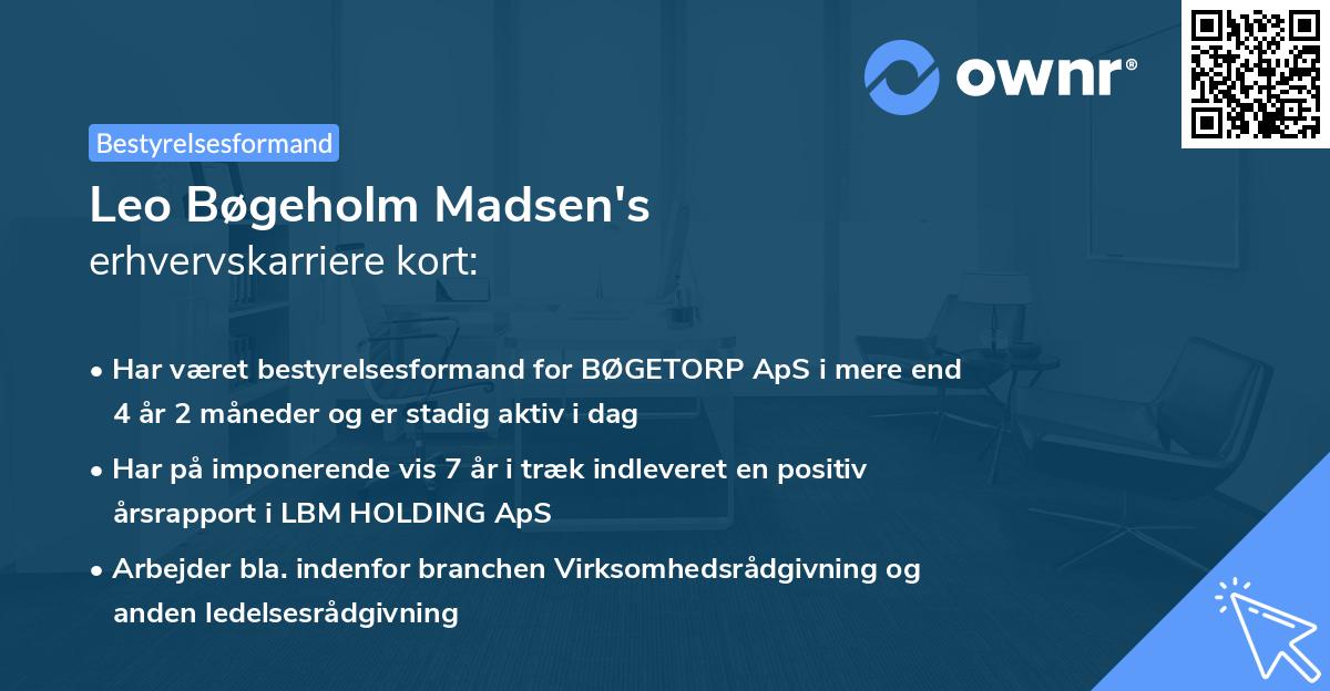 Leo Bøgeholm Madsen's erhvervskarriere kort