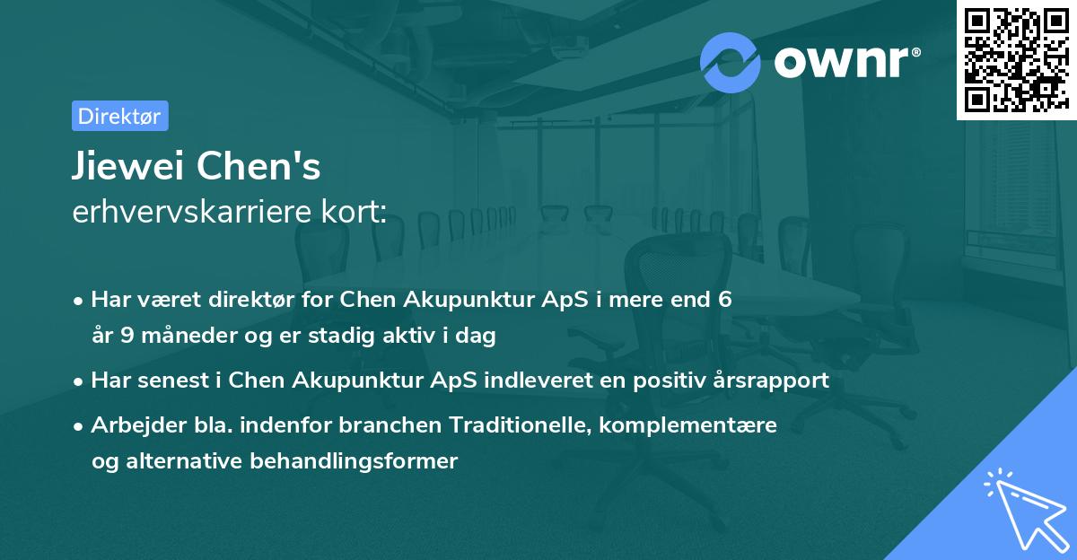 Jiewei Chen's erhvervskarriere kort