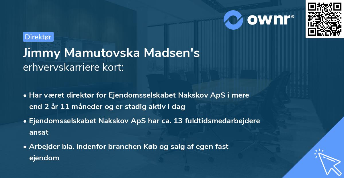 Jimmy Mamutovska Madsen's erhvervskarriere kort