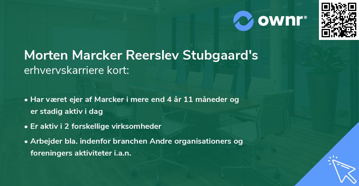 Morten Marcker Reerslev Stubgaard's erhvervskarriere kort