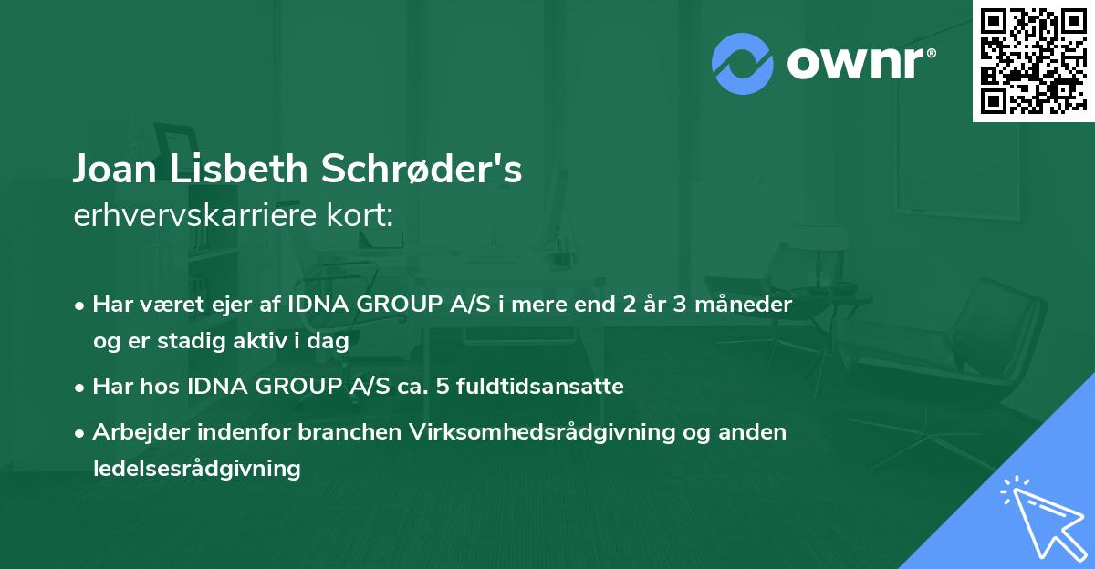 Joan Lisbeth Schrøder's erhvervskarriere kort