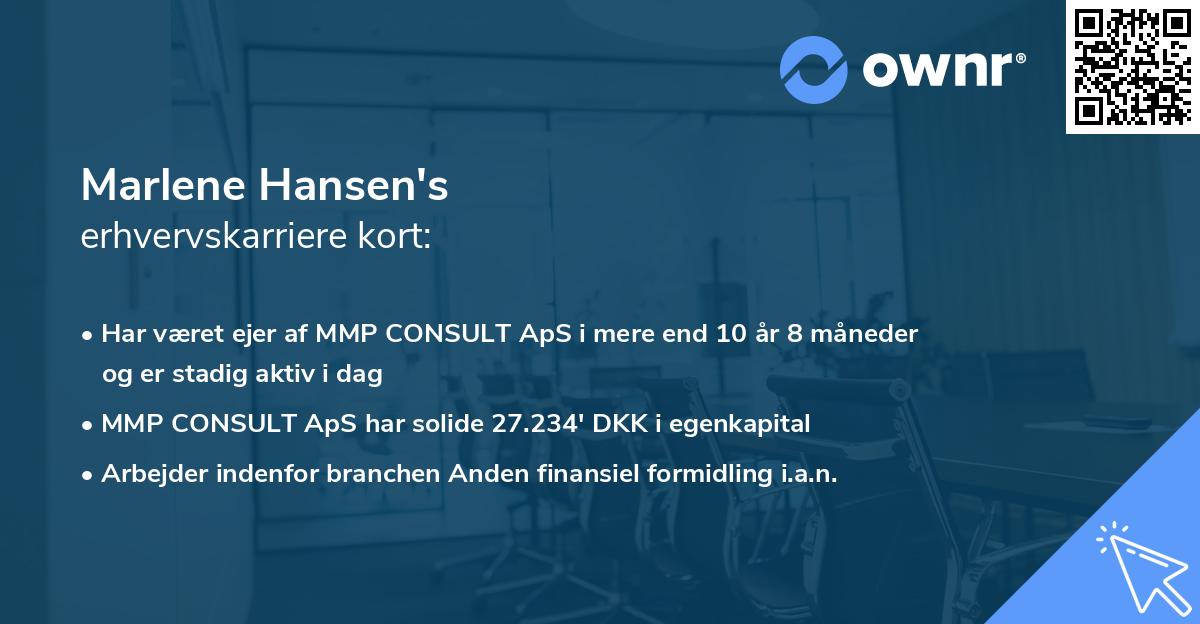 Marlene Hansen's erhvervskarriere kort