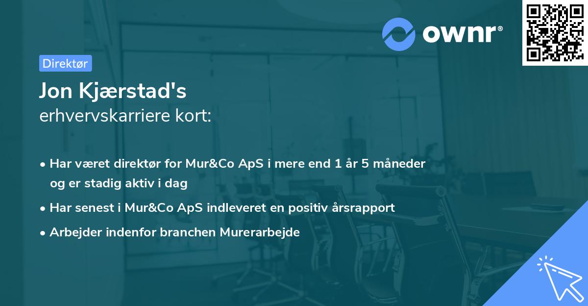 Jon Kjærstad's erhvervskarriere kort