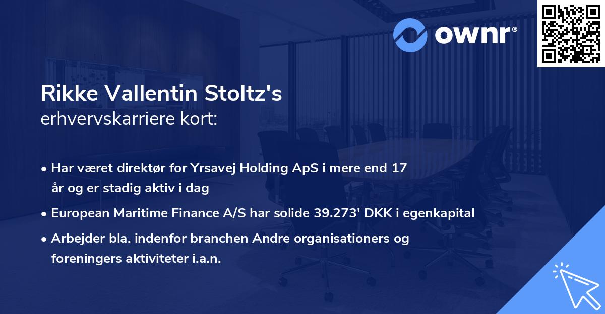 Rikke Vallentin Stoltz's erhvervskarriere kort