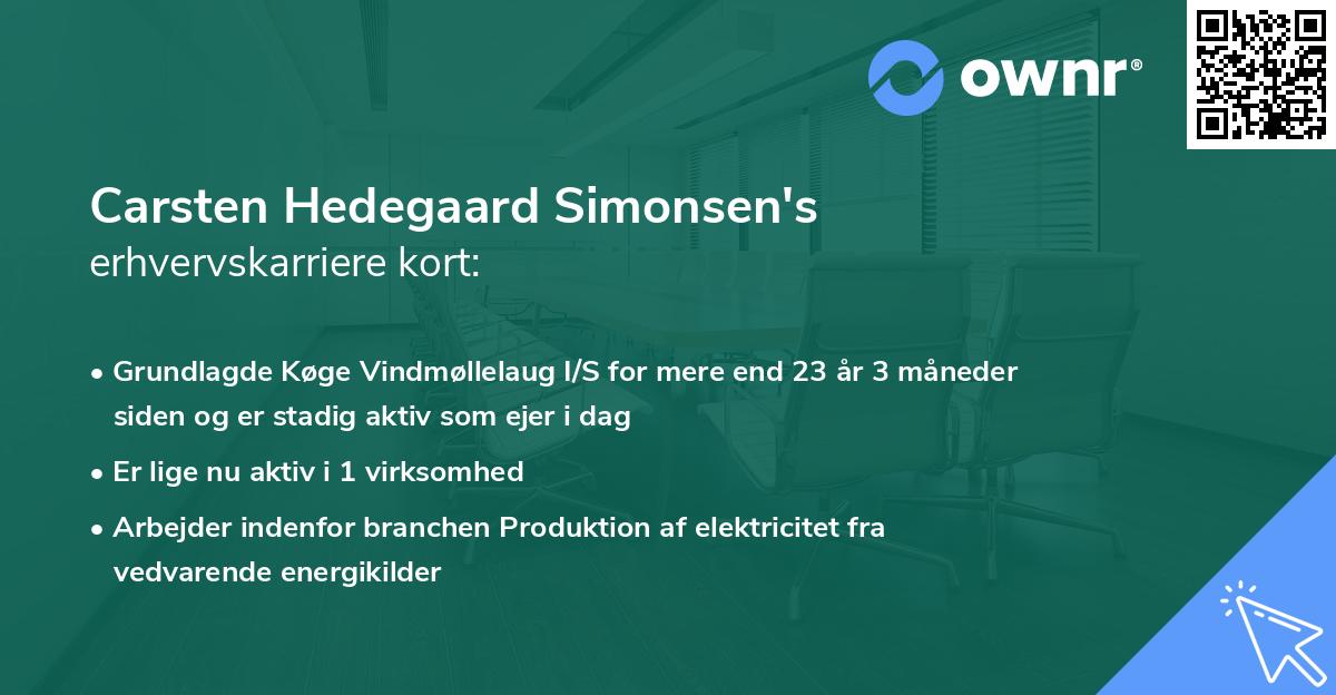 Carsten Hedegaard Simonsen's erhvervskarriere kort