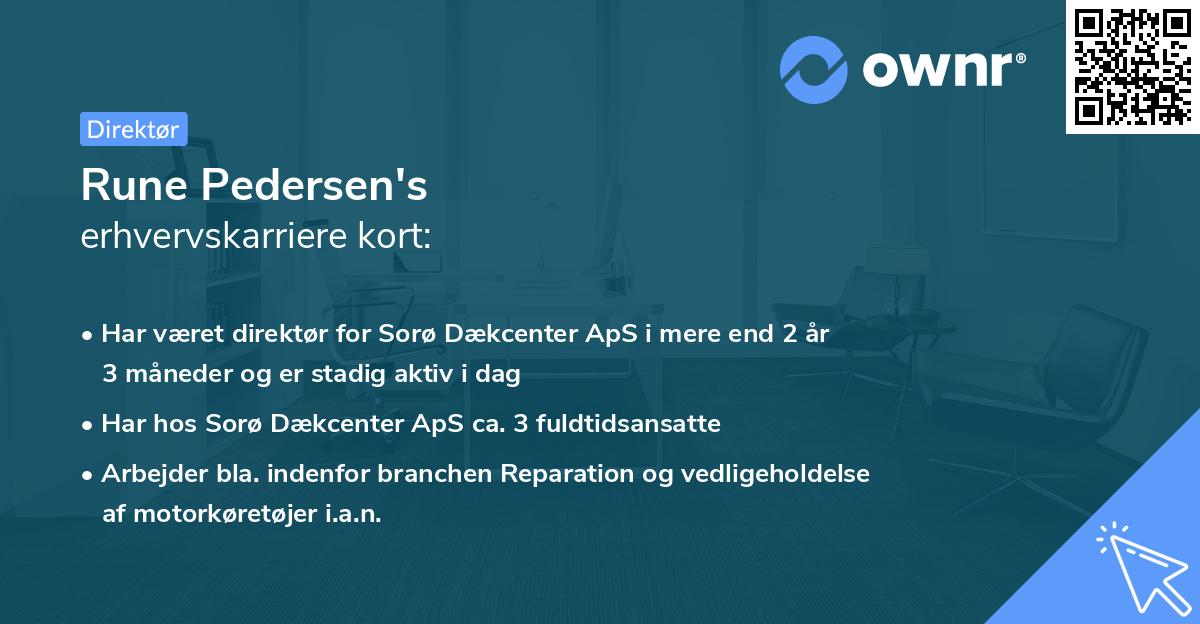 Rune Pedersen's erhvervskarriere kort