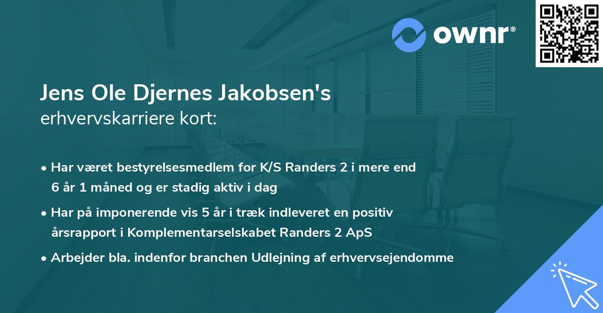 Jens Ole Djernes Jakobsen's erhvervskarriere kort