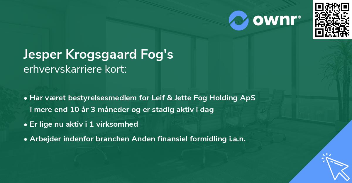 Jesper Krogsgaard Fog's erhvervskarriere kort