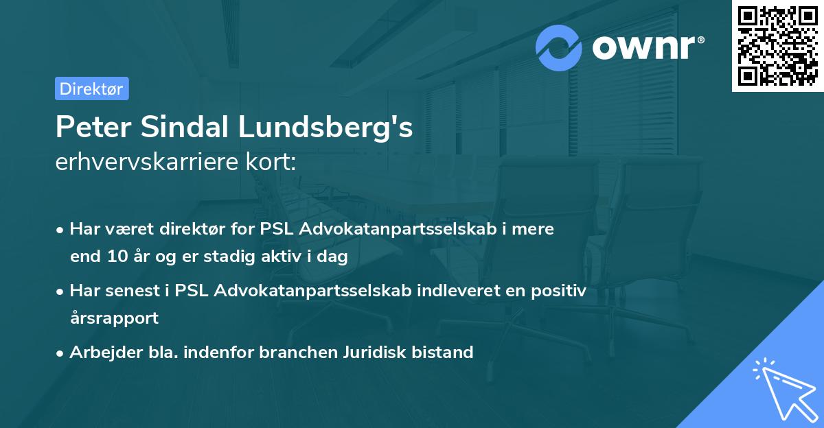 Peter Sindal Lundsberg's erhvervskarriere kort